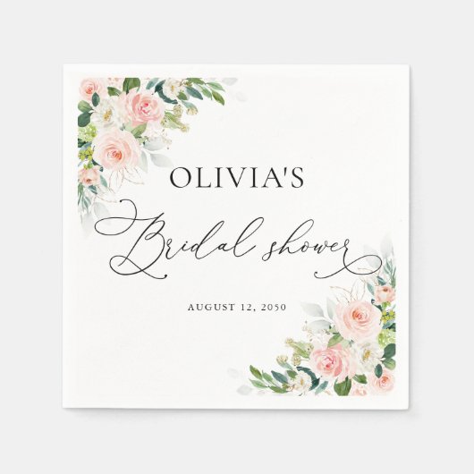 Serviette En Papier Fête des mariées Ethereal Blush Roses Rose (Devant)