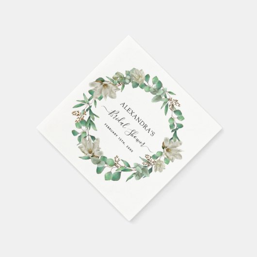 Serviette En Papier Fête des mariées Eucalyptus Magnolia Verdure (Coin)