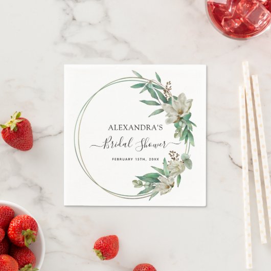 Serviette En Papier Fête des mariées Eucalyptus Magnolia Verdure (En situation)