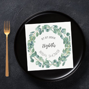 Serviette En Papier Fête des mariées eucalyptus verdure couronne