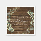 Serviette En Papier Fête des mariées Eucalyptus Vert Bois rustique (Devant)