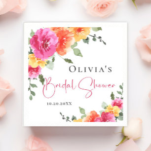 Serviette En Papier Fête des mariées Festive Aquarelle brillante Fleur