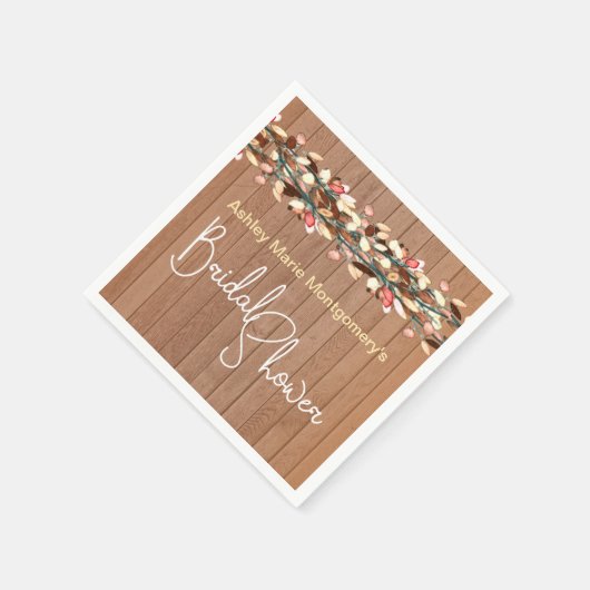 Serviette En Papier Fête des mariées Feuille couleur bois rustique (Coin)