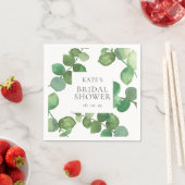 Serviette En Papier Fête des mariées Feuille Eucalyptus aquarelle (En situation)