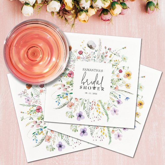 Serviette En Papier Fête des mariées fleur sauvage