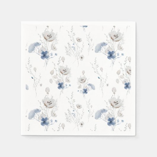 Serviette En Papier Fête des mariées Fleur sauvage bleu (Devant)