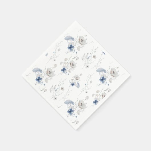 Serviette En Papier Fête des mariées Fleur sauvage bleu (Coin)