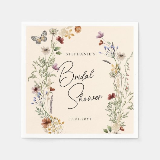 Serviette En Papier Fête des mariées Fleur sauvage Boho Fall (Devant)