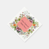 Serviette En Papier Fête des mariées Fleur sauvage élégante (Coin)