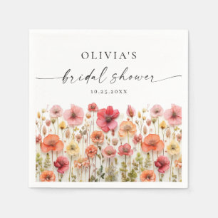 Serviette En Papier Fête des mariées Fleur sauvage Retro Pastel Pink B