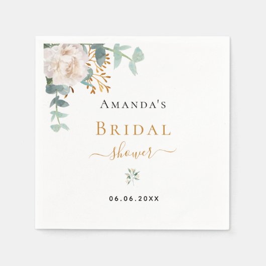 Serviette En Papier Fête des mariées fleurie eucalyptus verdure élégan (Devant)