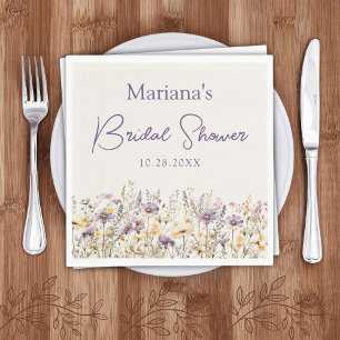 Serviette En Papier Fête des mariées fleurie Fleur sauvage violette