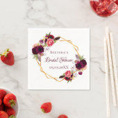 Serviette En Papier Fête des mariées fleurons de couleur aquarelle bor (En situation)