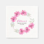 Serviette En Papier Fête des mariées Fleurs d'aquarelle rose simple (Devant)