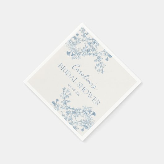 Serviette En Papier Fête des mariées Floral bleu (Coin)