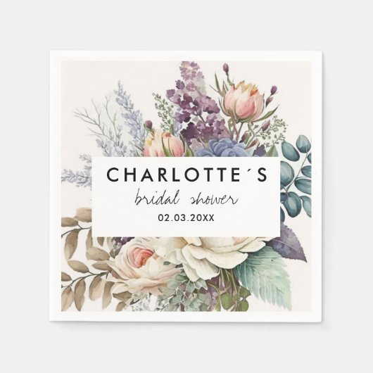 Serviette En Papier Fête des mariées florale (Devant)