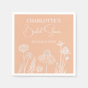 Serviette En Papier Fête des mariées florale à croix Fleurs sauvages
