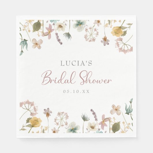 Serviette En Papier Fête des mariées florale aquarelle (Devant)