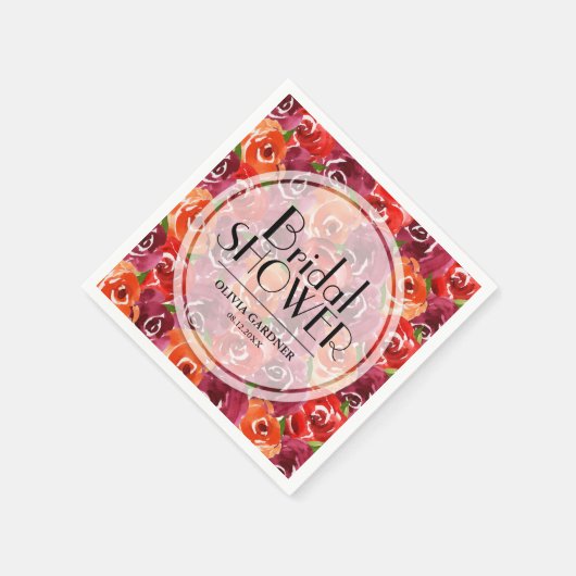 Serviette En Papier Fête des mariées florale aquarelle (Coin)