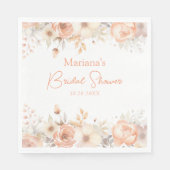 Serviette En Papier Fête des mariées Florale Beige Peach (Devant)