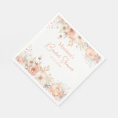 Serviette En Papier Fête des mariées Florale Beige Peach (Coin)