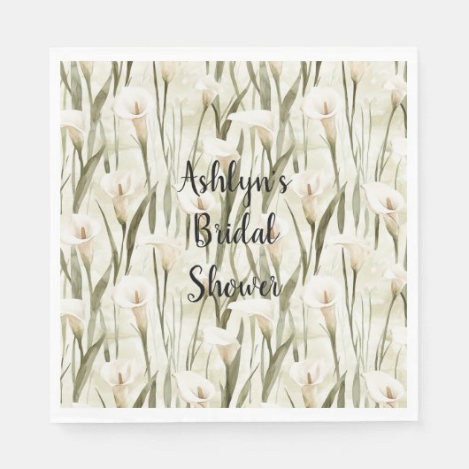 Serviette En Papier Fête des mariées florale blanche Calla Lily (Devant)