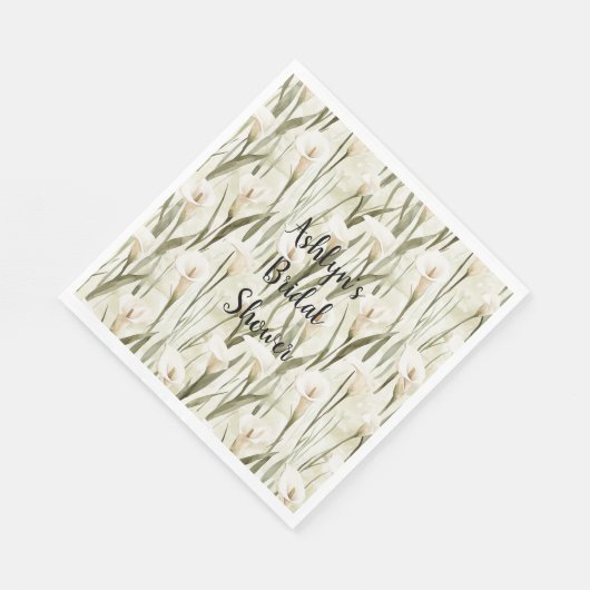 Serviette En Papier Fête des mariées florale blanche Calla Lily (Coin)