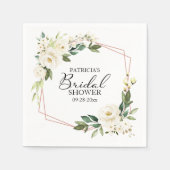Serviette En Papier Fête des mariées florale blanche géométrique (Devant)