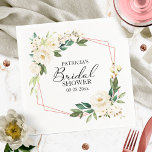 Serviette En Papier Fête des mariées florale blanche géométrique<br><div class="desc">Serviettes de Fête des mariées fleurie blanche géométrique</div>