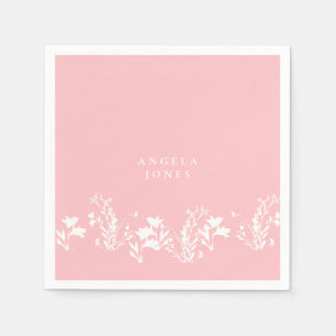 Serviette En Papier Fête des mariées florale blanche rose pâle