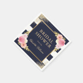 Serviette En Papier Fête des mariées florale bleu bleu blanc or rose (Coin)