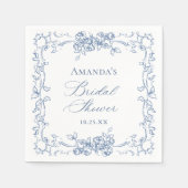Serviette En Papier Fête des mariées Florale Bleu Dusty (Devant)