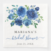 Serviette En Papier Fête des mariées florale bleu marine (Devant)