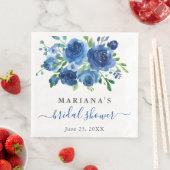 Serviette En Papier Fête des mariées florale bleu marine (En situation)