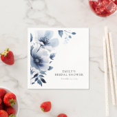 Serviette En Papier Fête des mariées florale bleu marine (En situation)