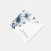 Serviette En Papier Fête des mariées florale bleu marine (Coin)