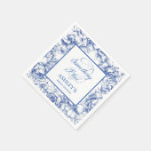 Serviette En Papier Fête des mariées Florale Bleue (Coin)