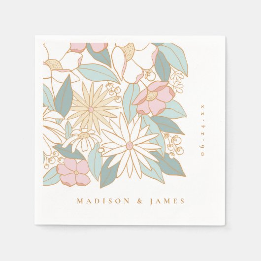 Serviette En Papier Fête des mariées florale Boho (Devant)