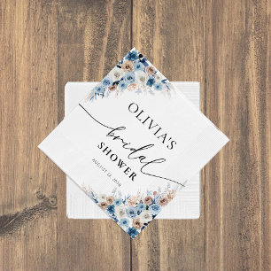 Serviette En Papier Fête des mariées Florale Boho Bleu Napkin