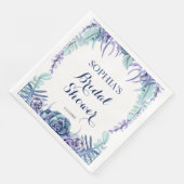 Serviette En Papier Fête des mariées florale chic violet (Coin)