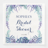 Serviette En Papier Fête des mariées florale chic violet (Devant)