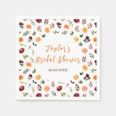 Serviette En Papier Fête des mariées florale d'automne de Bourgogne et (Devant)