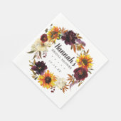 Serviette En Papier Fête des mariées florale d'automne rustique (Coin)