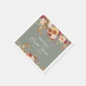 Serviette En Papier Fête des mariées florale de la chute verte de Sage (Coin)