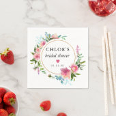 Serviette En Papier Fête des mariées florale de pivoine rose rustique (En situation)