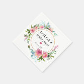 Serviette En Papier Fête des mariées florale de pivoine rose rustique (Coin)