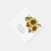 Serviette En Papier Fête des mariées florale de tournesol (Coin)