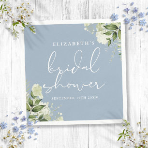Serviette En Papier Fête des mariées florale élégante Dusty Blue