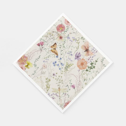Serviette En Papier Fête des mariées florale Fleur sauvage en pression (Coin)