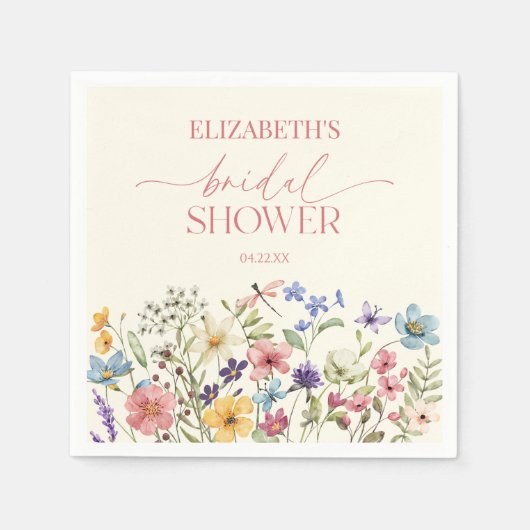 Serviette En Papier Fête des mariées florale fleur sauvage Fleur sauva (Devant)